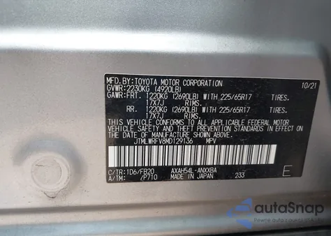 2021 Toyota Rav4 Hybrid Le from USA, damaged, VIN JTMLWRFV8MD129136